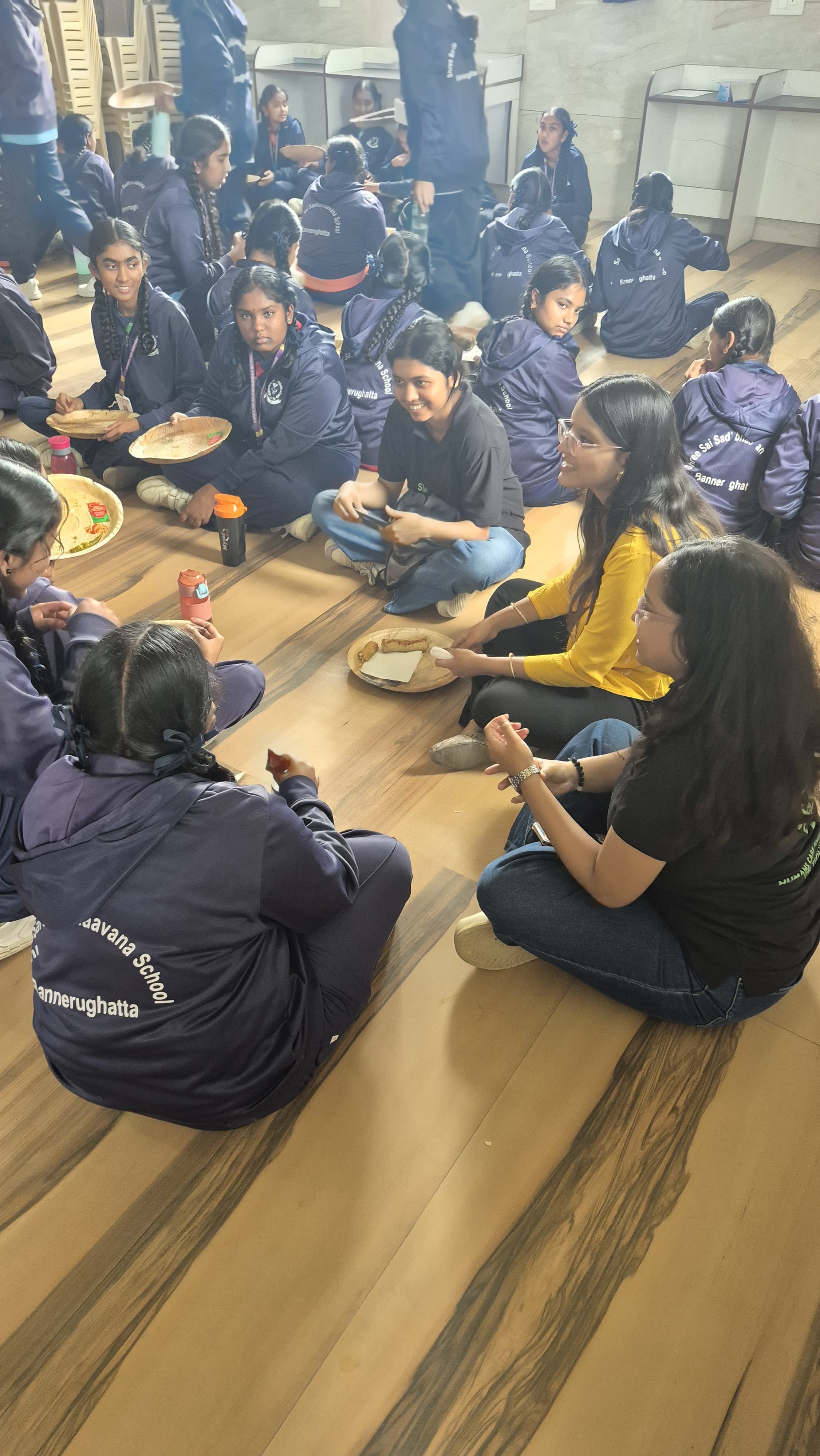 HCF team with students at Sri Sai Sadbhavana School